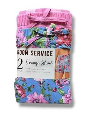 Room Service Women’s Pajama Shorts 2 Pack Inseam 3.5”